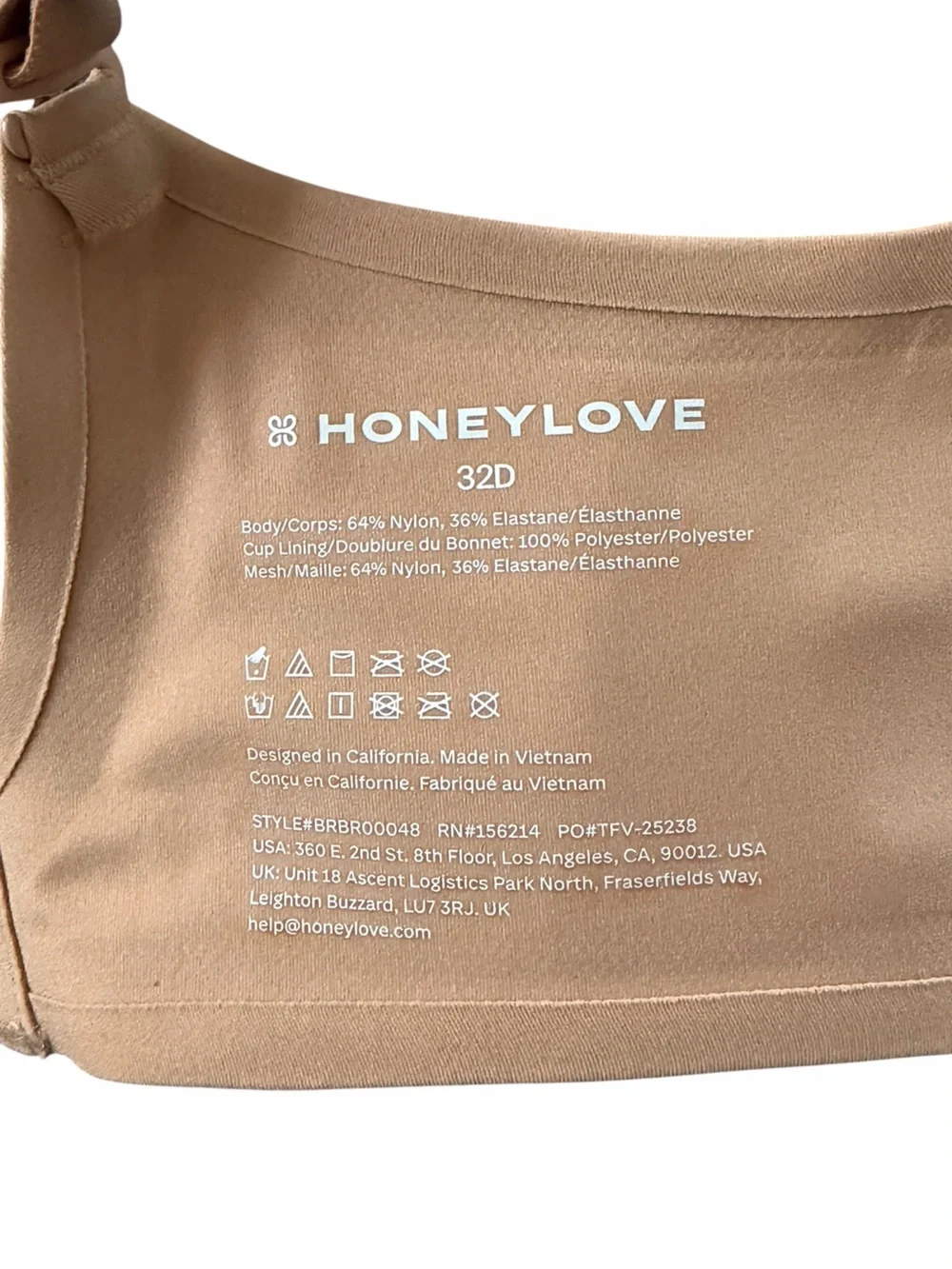 Honeylove Wire Free Cross Over Bra Sand Size 32D - Picture 5 of 6